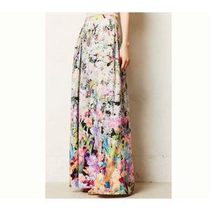 Anthropologie Ranna Gill Firefleur Maxi Skirt Floral Long Colorful Pull On Flowy
